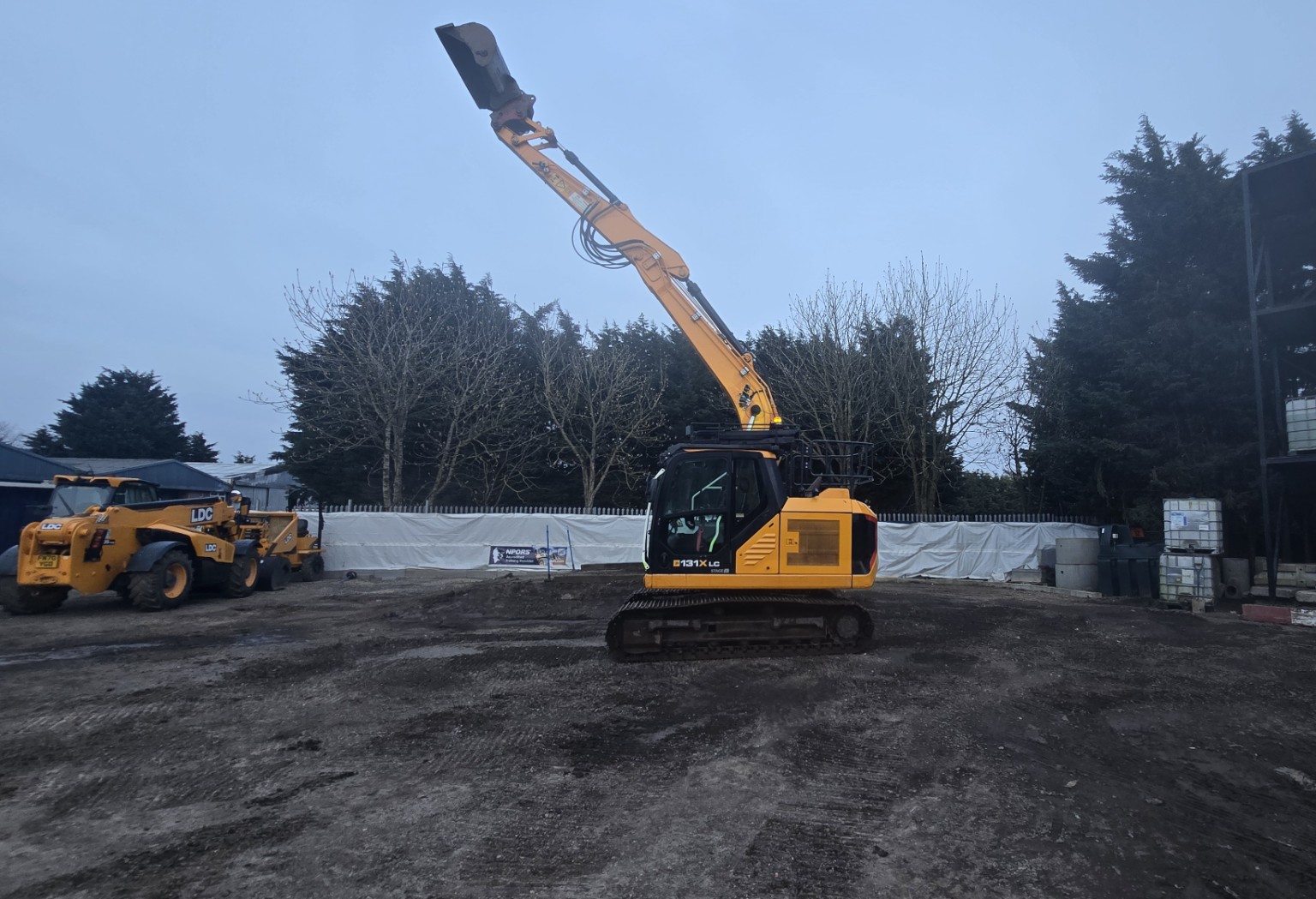 JCB 131X excavator and LDC telehandlers at the Woburn yard