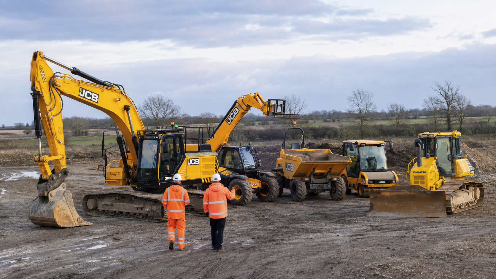 Range of JCB and Komatsu plant at the LDC Skills Yard and Training Centre